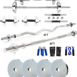 20 kg Steel Plates (2.5KGX4,5KGX2) 4FT Curl & 4FT Straight 25mm Star Grip Rod Home Gym Combo-11