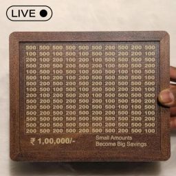 Wooden Money Saving Box | Cash Saver with Counting Target (1,00,000) Coin Bank Coin Bank-image-77