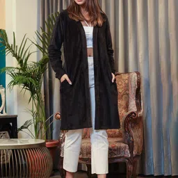 FEATHERS CLOSET Long Sleeves Woollen Open-Front Shrug image 3