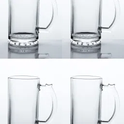 (Pack of 4) New Stylish Designer Bear/Juice Glass/Mug with Easy Grip Handle, Transparent Glass Set Beer Mug-12