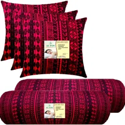 3 Cushion And 2 Microfibre Geometric Bolster Pack of 5-image-98