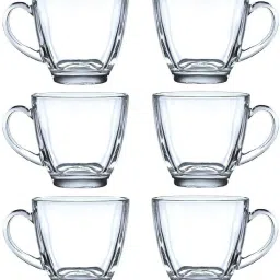 Pack of 6 Glass Oval Shape Square Classic Glass Cup Set for Tea, Coffee, Beer, Hot/Cold Drinks-image-40