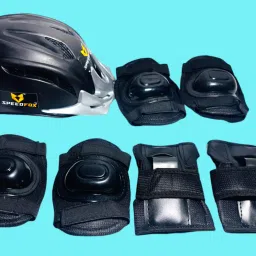 Cycling Protection Set 7 in 1 Medium SIZE 11-15YEAR black Skating Kit Cycling Helmet-picture-2