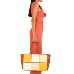 KLEIO Colourblocked Oversized Structured Vegan Shoulder Bag image 2