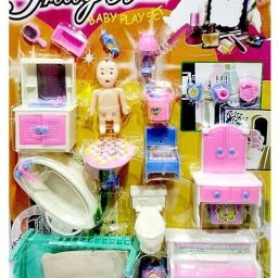 Doll House Playset with Accessories for Girls – Portable Toy Set-image-8