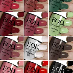 6ml each glossy high shine premium quality long lasting nail ppolish paint set of 12bottles BLACK RED Multicolor-26