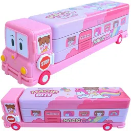 School Bus With Wheel School Bus Art Metal Pencil Box-15