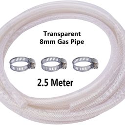 LPG Gas Pipe 2.5meter Transparent with 3 Clamps for Home, Restaurants Internal Pipe size 8mm Hose Pipe-image-18