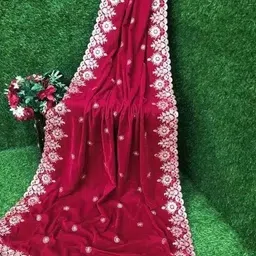 smileyfashion Velvet Embellished Pink Women Dupatta-picture-34