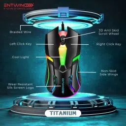 ENTWINO Gaming Mouse Combo, RGB Lights, Mousepad, C-Type Data Cable, 1 USB+1 C-Type OTG Combo Set image 2