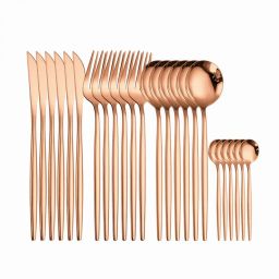 Rose Gold Stainless Steel Spoon Set for Stylish Dining – Set of 6 (24Pcs) Stainless Steel Cutlery Set-image-46