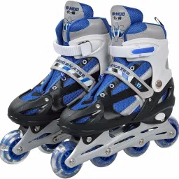 Inline Skating Super Quality High Adjustable Shoes 4 Wheeler Aluminum Body LED Flash Light Boys Kids and Girls (Multicolor) In-line Skates - Size standard UK-16