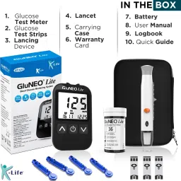 k-life Gluneolite Fully Automatic Blood Glucose Check Sugar Testing Machine 25 Strips Glucometer image 5