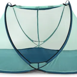 sk online services Polyester Adults Washable Foldable Single Bed Mosquito Net with cloth base /Portable single bed mosquito net with large zippers for easy entrance and exit (Dark Green) Mosquito Net image 3
