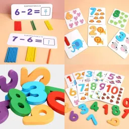cloudtab Kids Math Learning & Educational Set Flash Cards Counting Number Blocks & Sticks image 2
