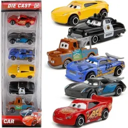 Set of 6 Cartoon Style Diecast Metal Car Toys for Kids | Pull Back Action-image-34