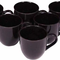 Pack of 6 Bone China Penny Bone China Glossy Black Microwave Safe Tea Cup/Coffee Cup Set Ideal Best Gift for Friends, Family, Home, Office use, Kitchen Cup Set ( 200ml -Pack of 6)-22