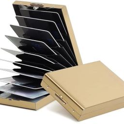 RFID Blocking Long-Lasting Golden Stainless Steel Debit/Credit/ATM Slot 10 Card Holder-6