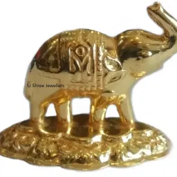 Gold Plated Pure Silver Elephant Idol for Puja (Small hathi Upper soond) 1 pcs Decorative Showpiece - 2.8 cm-12