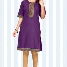 Women Embroidered Cotton Blend Straight Kurta-image-35