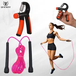 Fitness Combo Of Skipping Rope with Hand Grip for Body Workout Fitness Accessory Kit Kit-image-52