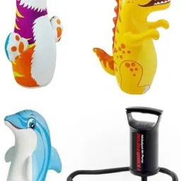 COMBO OF DOLPHIN , TIGER AND CROCODILE PUNCHING BAG ( HIT ME ) WITH PUMP FOR KIDS Inflatable Bouncer  Inflatable HitMe Toys-3