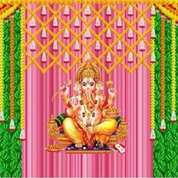 Ganesh printed House Function 8 * 5 Ganesh Special Festival Curtain Fabric-38