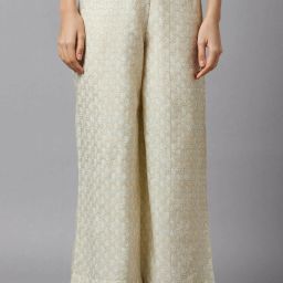 Women Regular Fit Cream Viscose Rayon Trousers-image-19