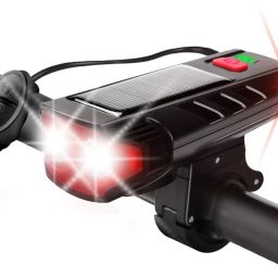 Cycle Solar Headlight and Horn 120db, 300 Lumens, Bicycle Horn 5 Mode Waterproof LED Front Light-4