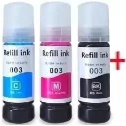 CHAWDA 001/ 003 L3110, L3150, L3250, ,L3116,L3101 set + Black Black + Tri Color Combo Pack Ink Bottle-1