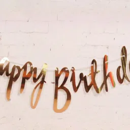 Cursive Gold Calligraphy Happy Birthday Banner/Happy Birthday Bunting Tags/Birthday Decoration Item/Golden Birthday Letter Flag Banner-19