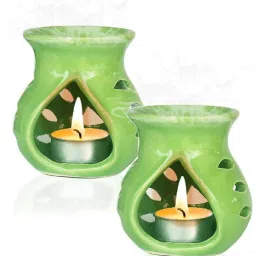 Ceramic 97 Aroma Burner, Green (7.5 X 9.5 cm) Diffuser Set-23