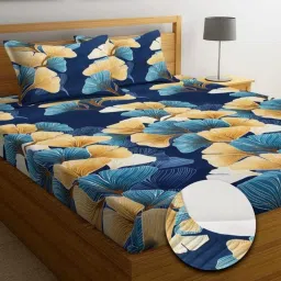 350 TC Cotton King Printed Fitted (Elastic) Bedsheet-14