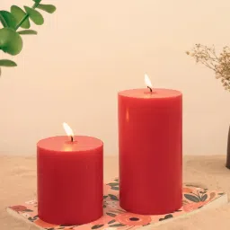 SapiS Red Pillar Candle Pack of 2 Pure Soy and paraffin wax Candle-23