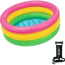 (USA*BOLD-12) BEST SELLER,PEOPLE CHOICE PREMIUM QUALITY 2 FEETS(61 CM) WIDTH AND 22CM HEIGHT ,THREE COLOUR WATER BATH TUB POOL FOR YOURS LOVLY KIDS AND BABY WITH AIR PUMP.AGE 0-3 YEARS. Inflatable Swimming Pool, Inflatable Toy Pump-52