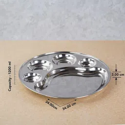 Stainless Steel Round Bhojan Thali 5 in 1 Dinner Set-image-46
