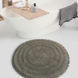 sashaa world Grey Solid Cotton 24x24 Inches Max Absorbant Bath Mat-picture-41