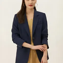 cadmon Women Solid Single Breasted Formal Blazer-picture-4