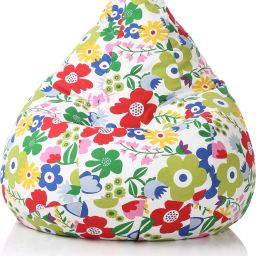 XXL Classic Cotton Canvas Floral Printed Teardrop Bean Bag With Bean Filling-image-94