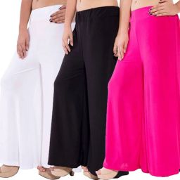 Pack of 3 Women Regular Fit Multicolor Lycra Blend Trousers-image-105