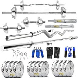 10 kg Steel Plates 2.5KGX4Pc 3FT Curl & 3FT STRT 28mm Rods With Solid Rods Home Gym Combo-image-64