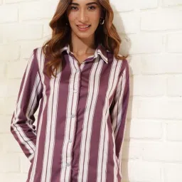 Women NA Fit Striped Slim Collar Casual Shirt-image-20