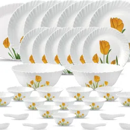 Pack of 33 Opalware Diva Classique Collection Tulip Passion Dinner Set-image-99