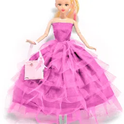 Doll Set with Pink Frock Dress and Bag-image-85