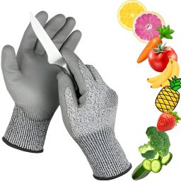 1 PAIR Anti Cut Resistant Level 5 hand Protection for Kitchen Industrial Polyester, Nitrile Safety Gloves-image-78