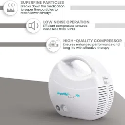 BPL Medical Technologies Breathe Ezee N8 Nebulizer Low Noise Compressor Nebuliser Machine Kit Nebulizer image 2