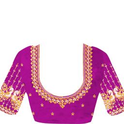 Unstitched Art Silk Blouse Material Embroidered-image-118