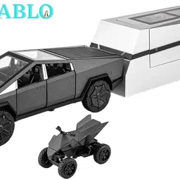 1:32 Scale Die-Cast CyberrTruck Pick-Up Trailer with 6 Openable Doors Pull Back-image-0
