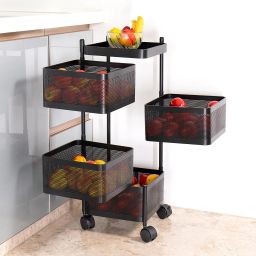 4 Layer Kitchen Trolley Storage Rack Square Design Fruits & Vegetable Basket Iron Kitchen Trolley-image-89
