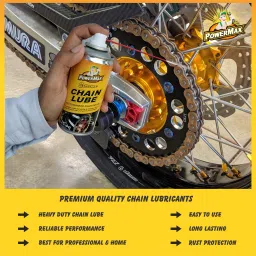 powermax Chain Lubricant/Grease Spray 150ml, Engine Oil Additive 60ml, Engine Oil Flush 60ml Combo image 2